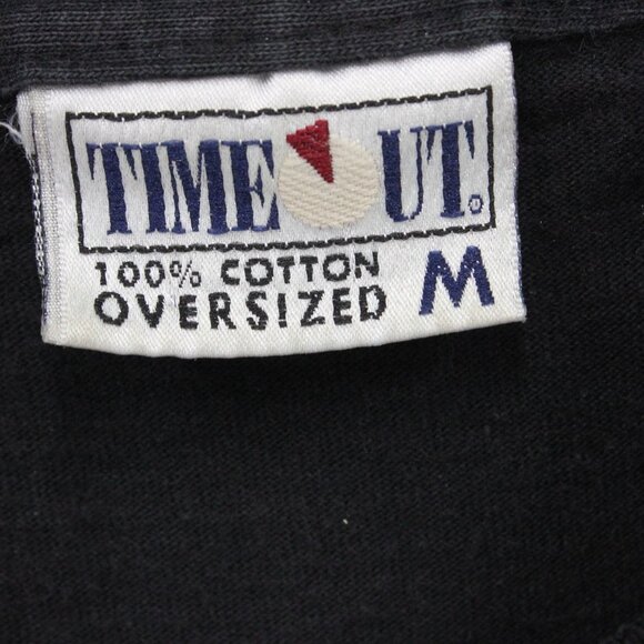 Vintage Time Out Shirt Mens Medium M Black Faded Crewneck BWM Logo Embroidered - Picture 6 of 9